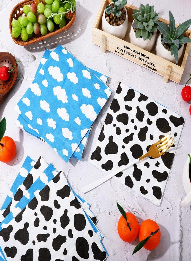 JarThenaAMCS 100Pcs Inspired Story Birthday Party Napkin Toy Inspire Game Cloud Cow Print Paper Dinner Napkin Double-Sided Black Blue Disposable Lunch Napkin For Party Supplies - Image 3